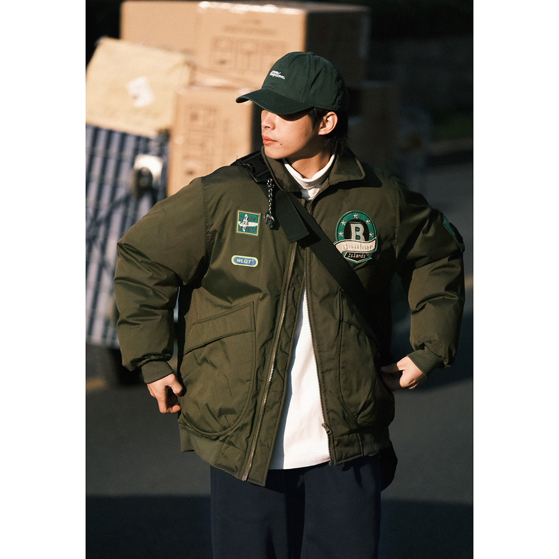 大树冬季ins潮牌美式休闲棉服男日系加厚情侣棉衣飞行员棉袄外套