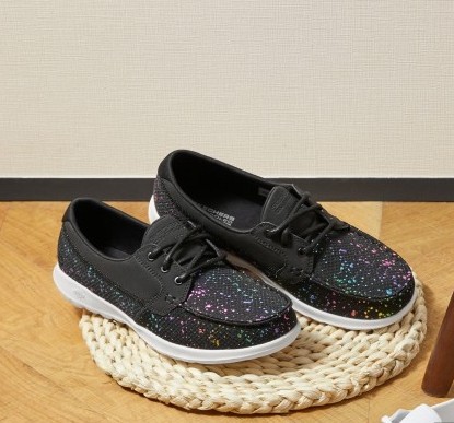 skechers斯凯奇小白鞋女鞋鞋子绑带休闲鞋船鞋多彩斑点单鞋