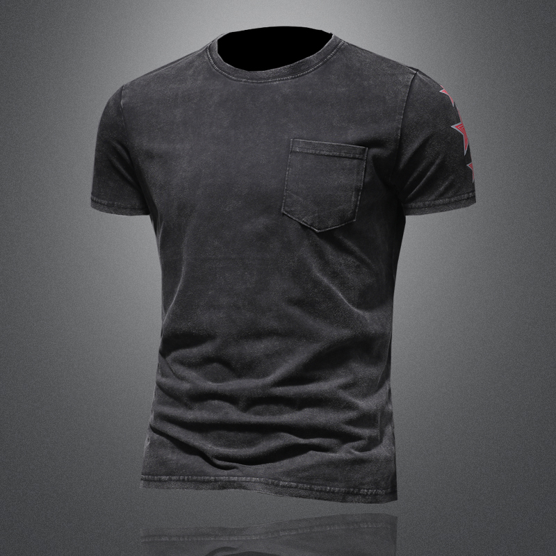 漫威毒液欧美印花T恤男夏季新款简约复古做旧水洗舒适圆领短袖t潮