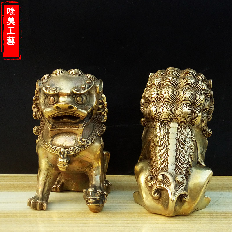 狮子一对摆件纯铜镇宅辟邪化煞旺权贵工艺品家居摆件