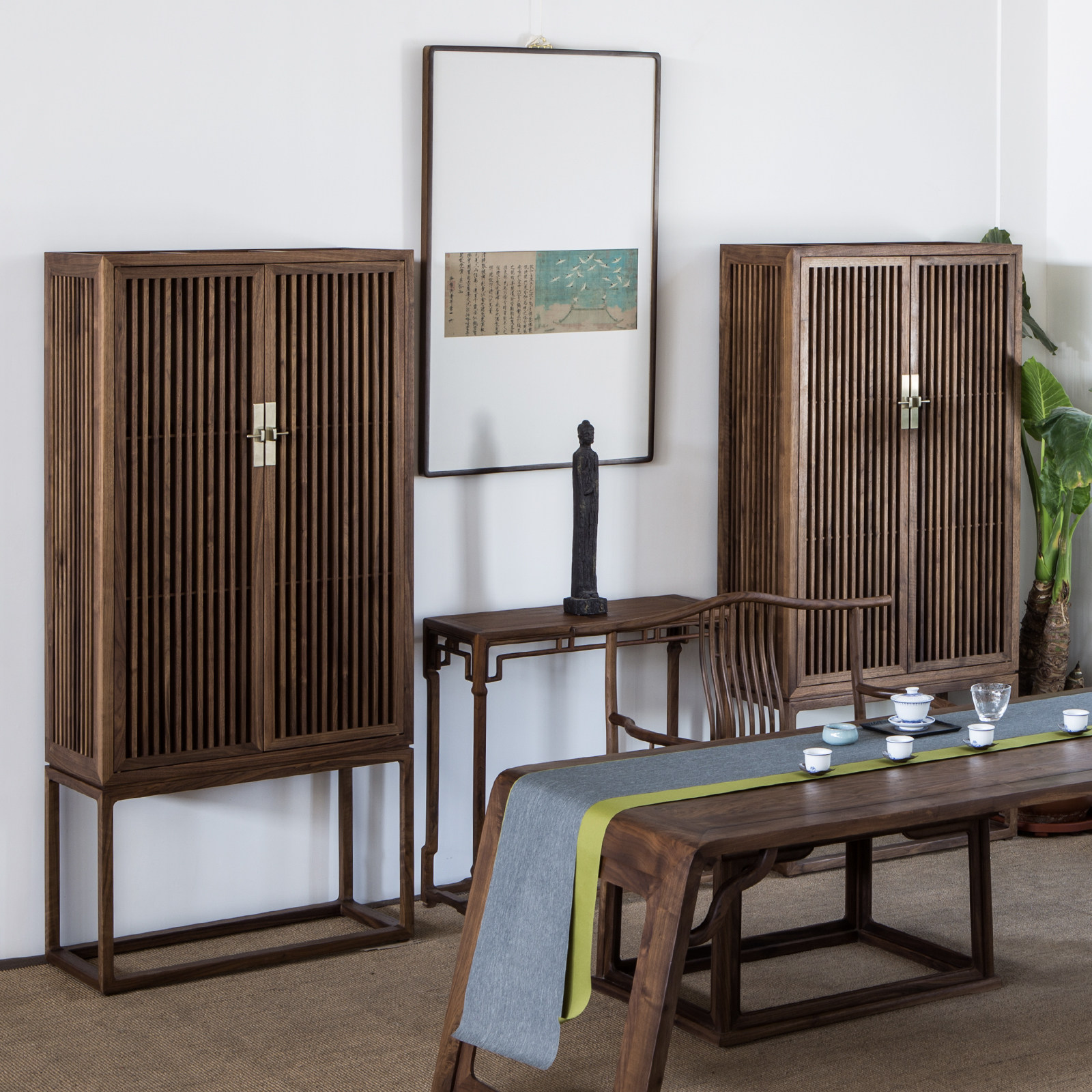 玄木禅意新中式书柜储物柜茶叶柜明式仿古多宝阁实木书架茶室家具