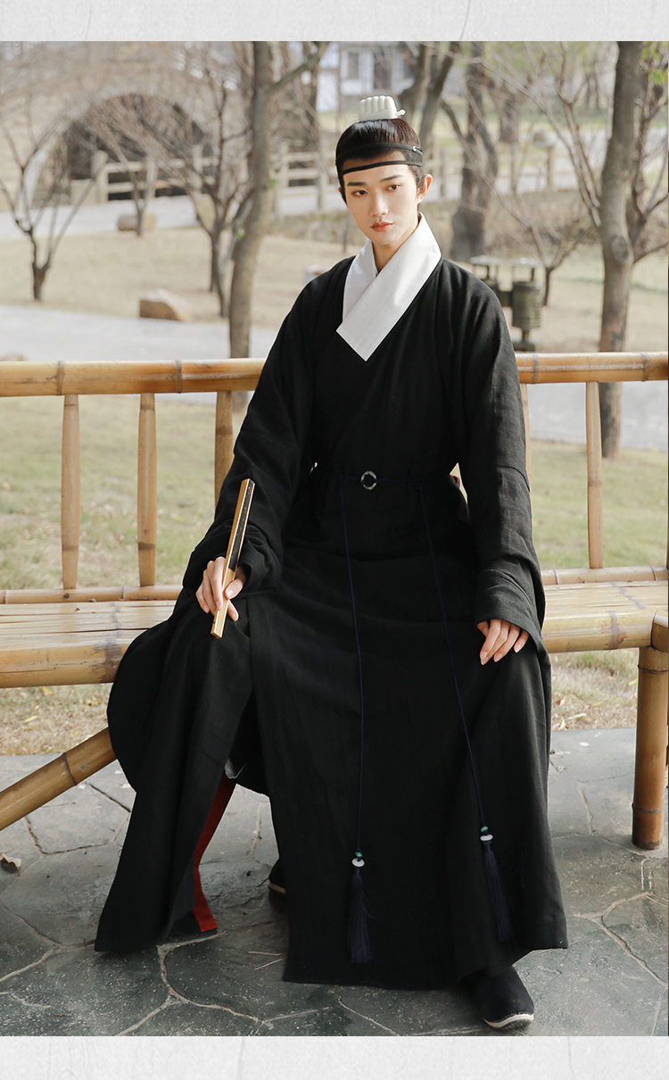 原创挽纱汉服明制鹤氅大氅尖摆直身贴摆男女汉服