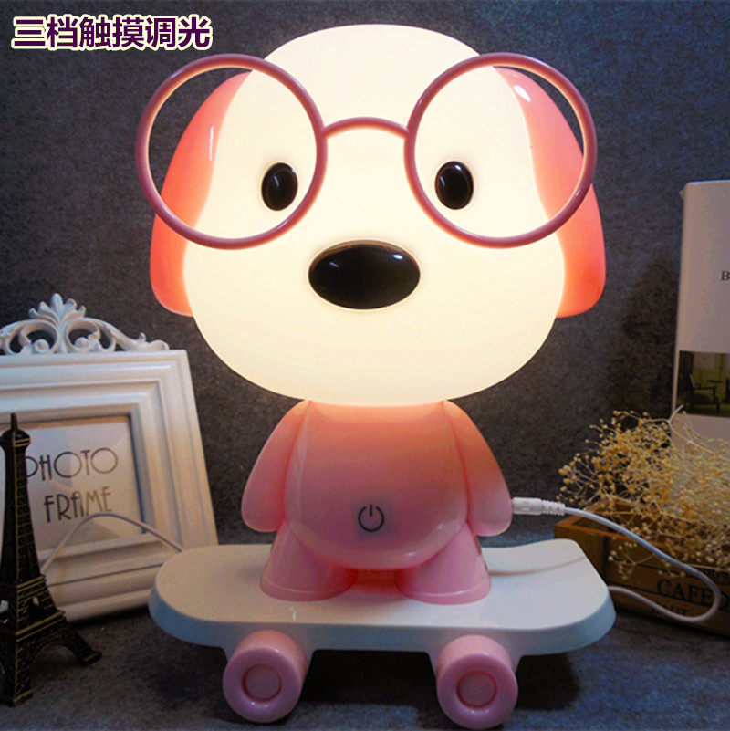 卡通头灯调光三档暖光床头滑板可爱卧室儿童小夜灯
