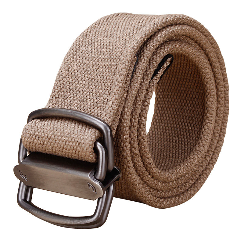 百衣酷青年帆布腰带个性双环扣头腰带时尚潮流宽男士牛仔裤带