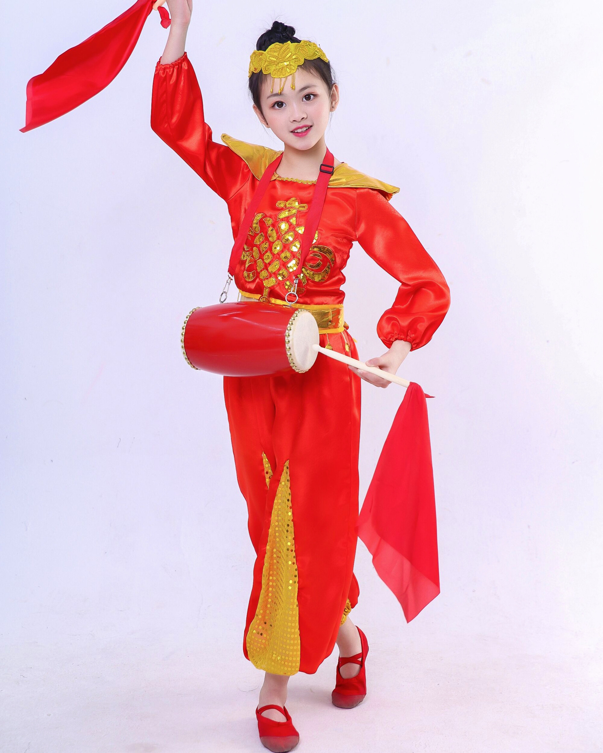 六一儿童喜庆演出服新款秧歌幼儿开门红盛世欢腾儿童演出服