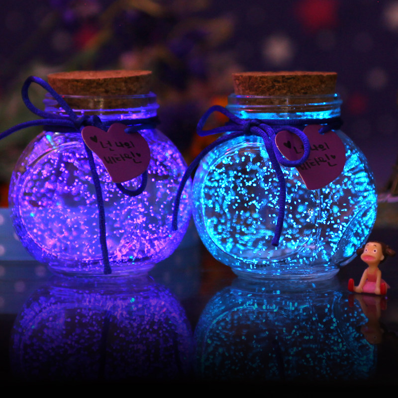 夜光许愿瓶荧光星空瓶玻璃瓶漂流瓶幸运星瓶折星星纸装星星瓶管子