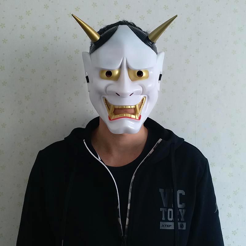 般若面具男恐怖日本鬼面恶魔鬼脸班诺面具日式鬼首鬼面具cos道具