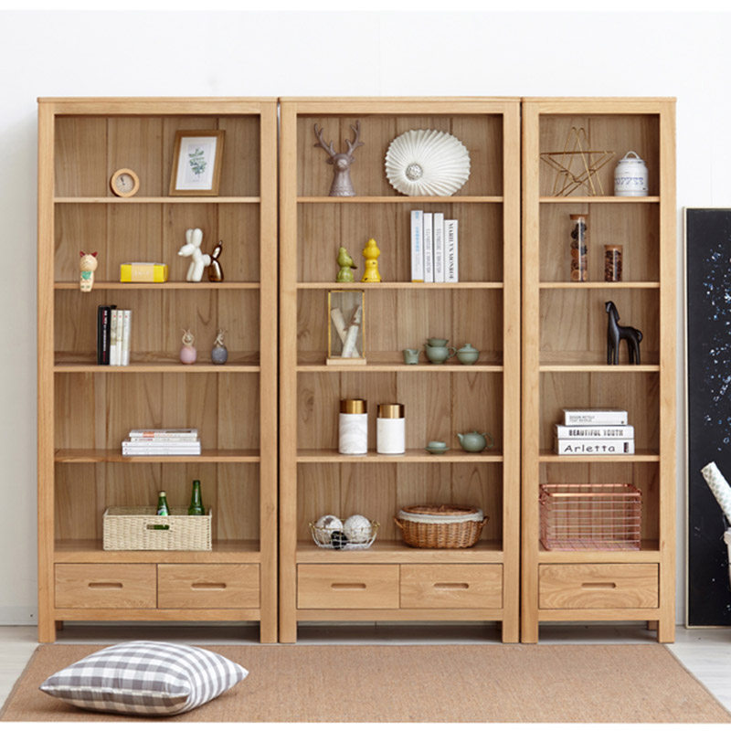 实木书架北欧简约现代橡木书柜置物架家用展示柜书架