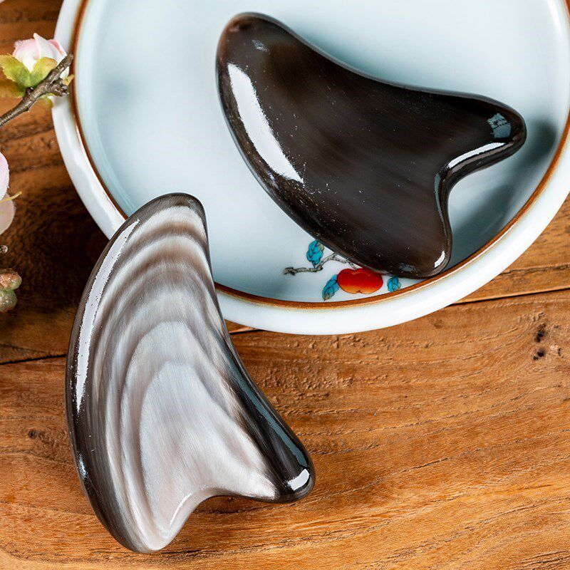 简舍刮痧背部护理清洁金刚山型黑金刚白水牛角天然梳子