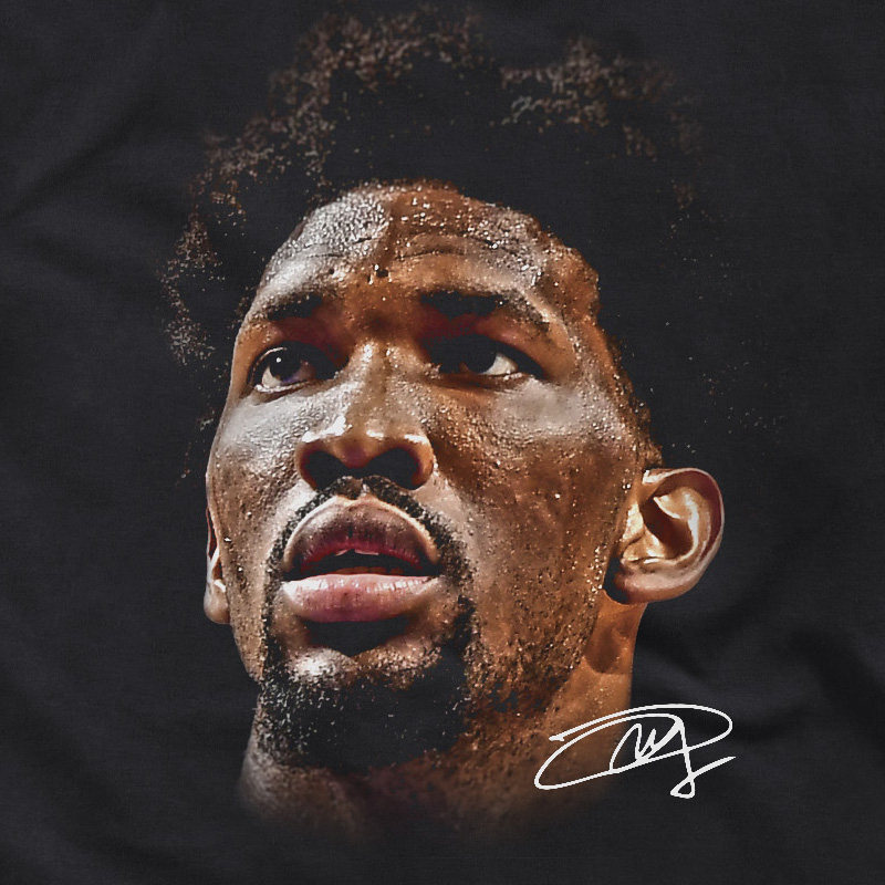 mitchellness男士nba球队款恩比德球星头像印花运动t恤