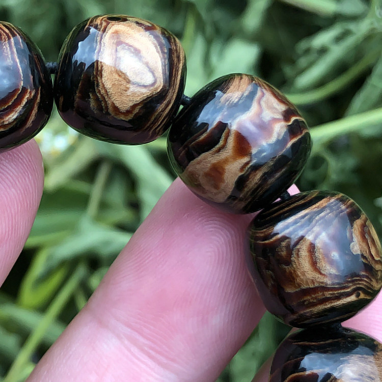 天然血柳海柳手串男女情侣佛珠念珠14x14mm火焰纹鼓手串