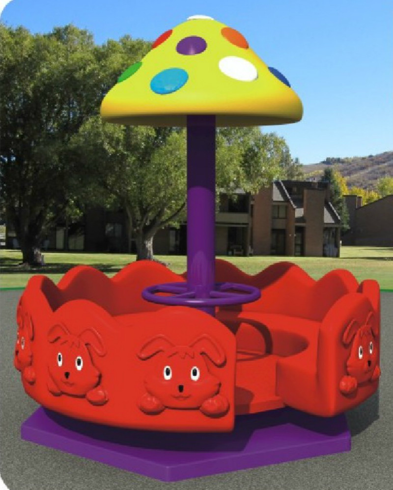 幼儿园小型转盘蘑菇转椅塑料小鹿旋转木马小区儿童大型组合式游乐设备