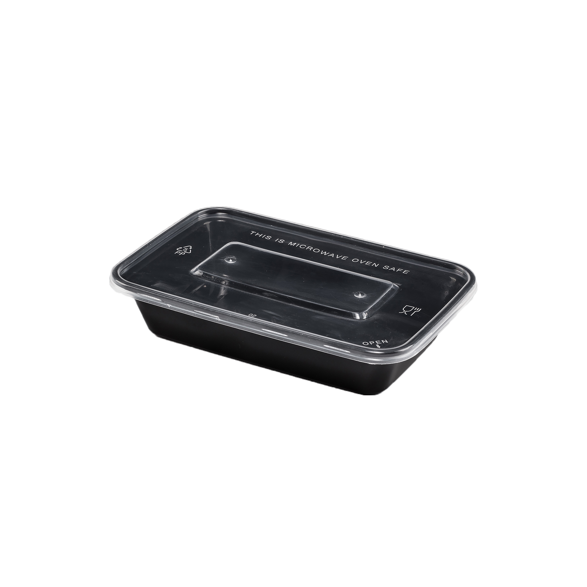 长方形1000ml一次性餐盒黑色打包盒双格快餐便当带盖加厚白色饭盒-mc