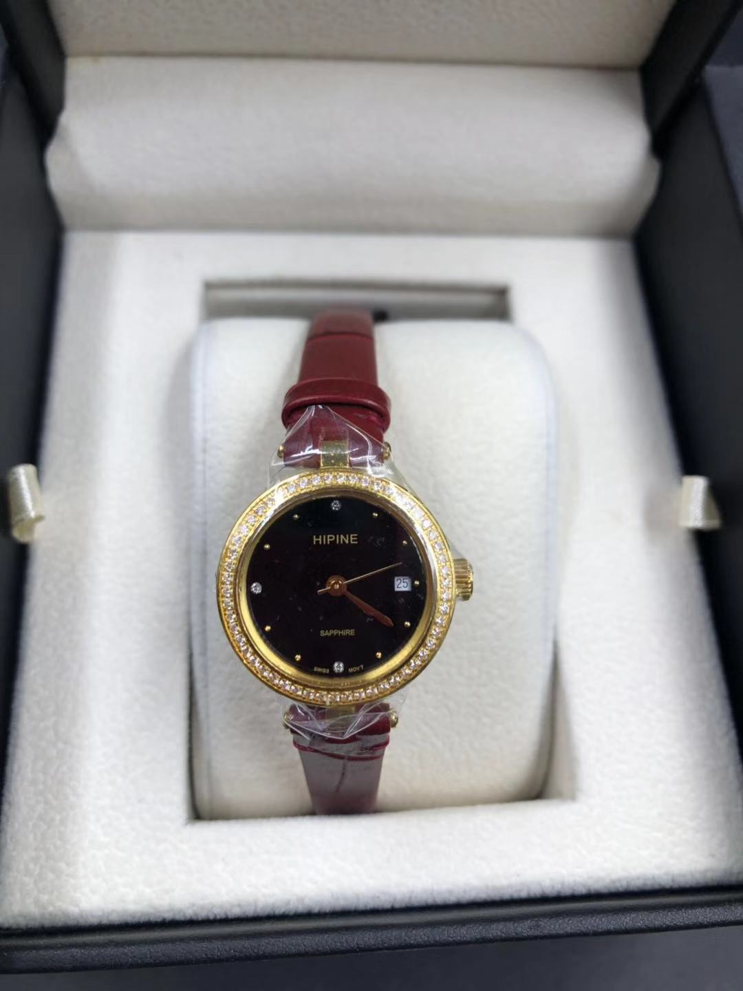足金西普手表女款纯金黄金正品进口石英机芯手饰