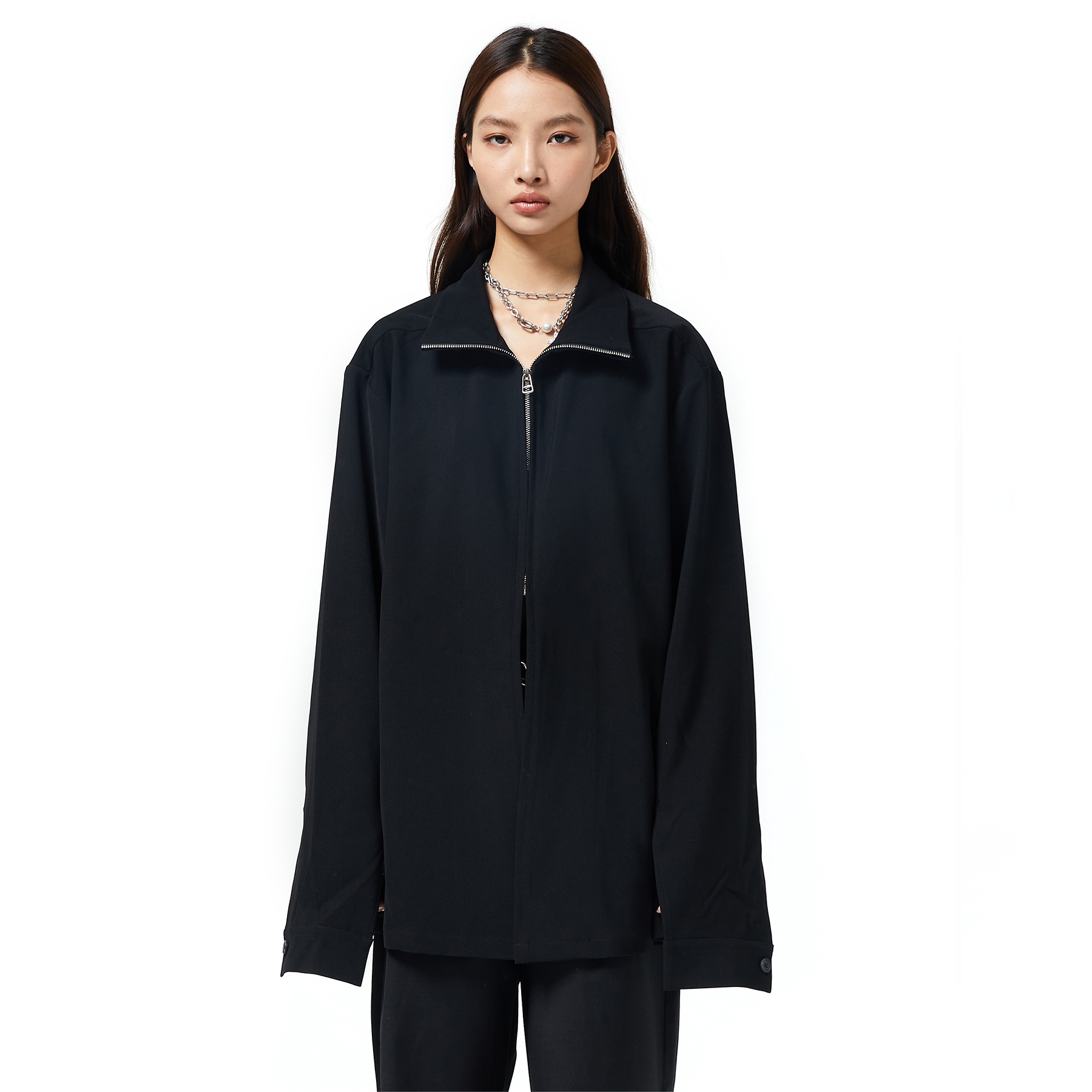 ETERNITY ITA宽松衬衫设计感小众高领半拉链长袖夏季薄款防晒上衣