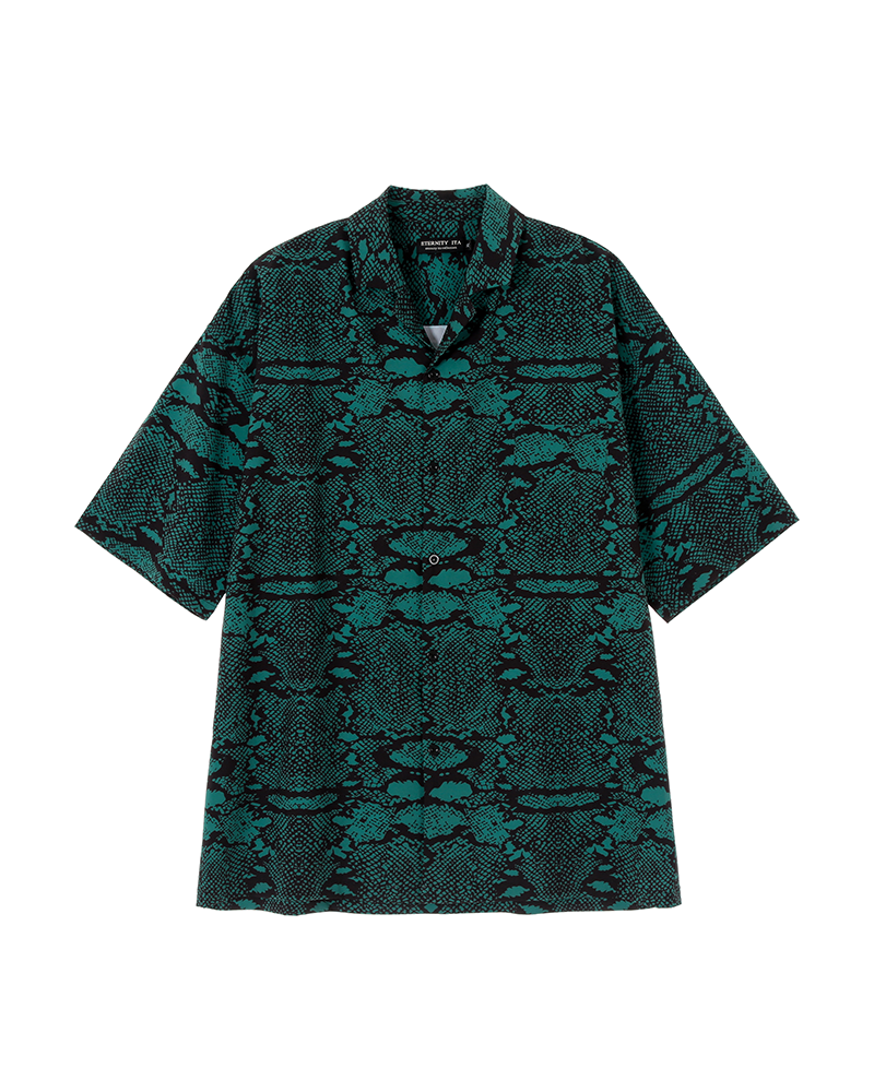eternityita21ss蛇纹印花街头复古港风短袖衬衫衬衫