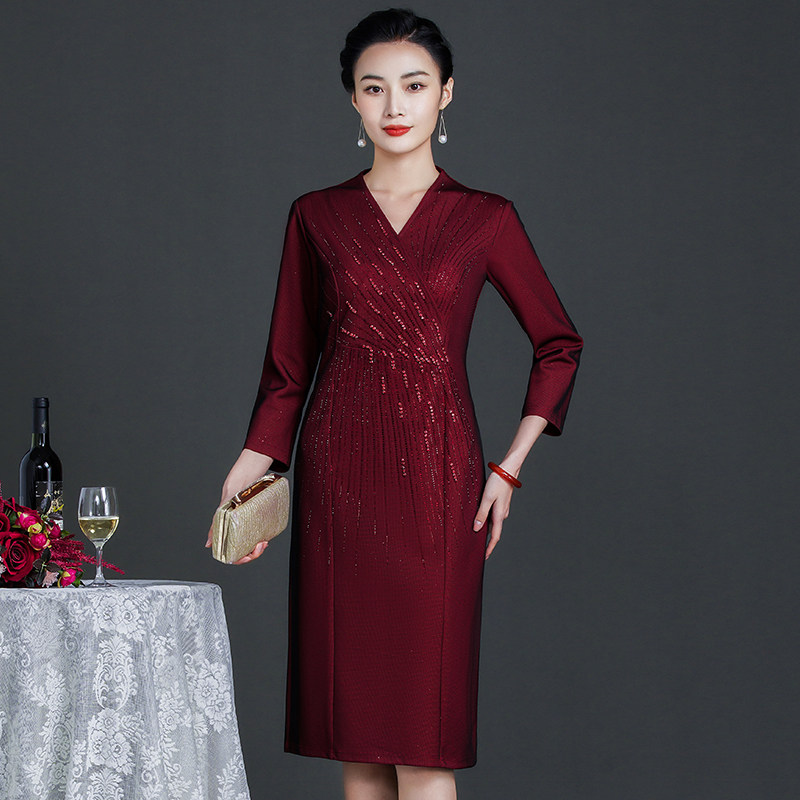 春夏季参加婚礼妈妈晚礼服高端大码喜婆婆婚宴装气连衣裙