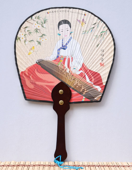 韩国扇子进口丝绸太极娟扇民俗朝鲜工艺品摆件工艺扇