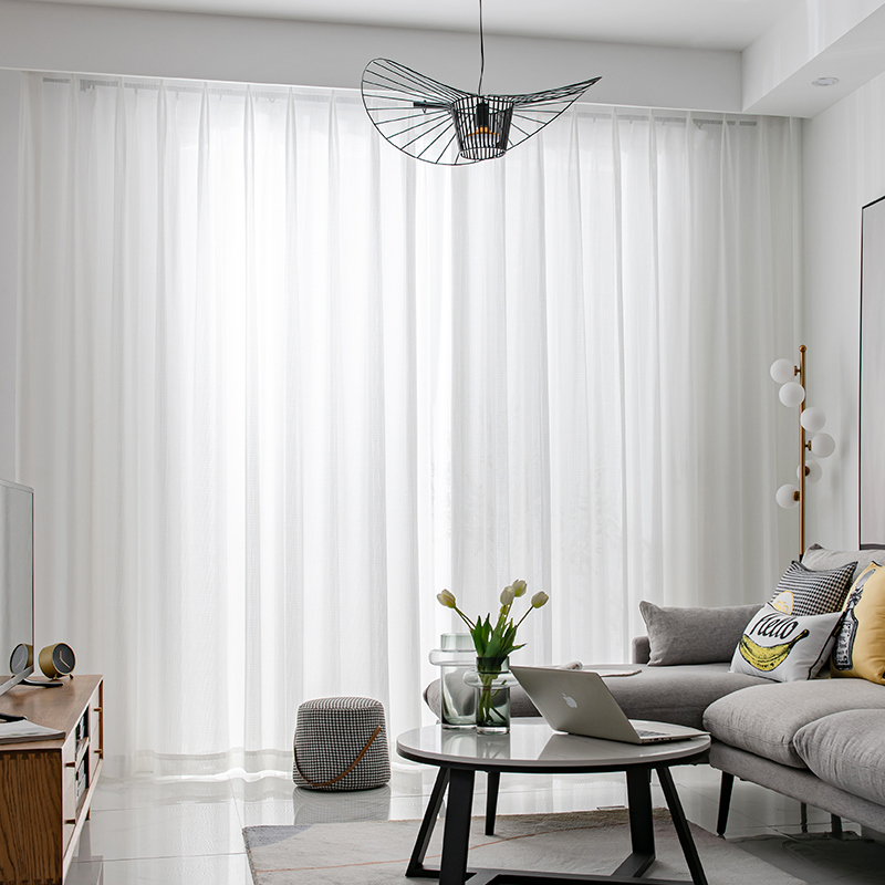 窗纱新款鱼骨纱窗窗帘客厅阳台简约卧室白色定制窗帘