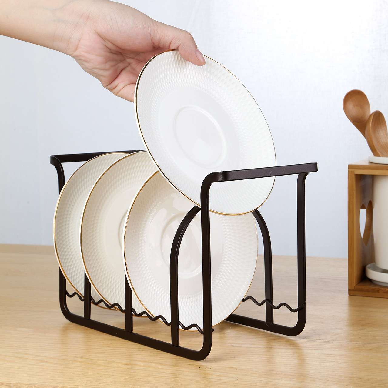 铁艺盘子碟子沥水架厨房碗碟家用展示置物架台面厨房置物架