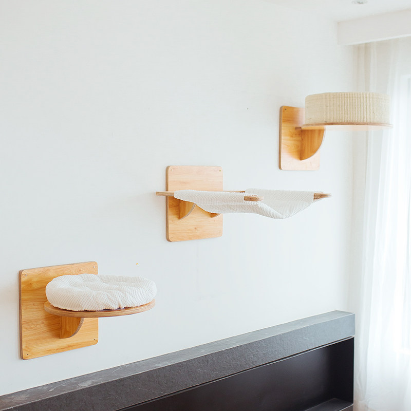 实木diy小型猫爬架壁挂式墙壁猫窝跳台挂式猫家猫爬架