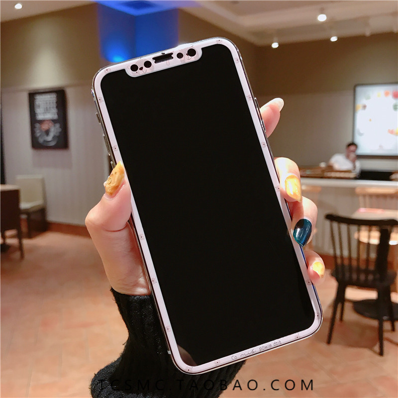 可爱熊苹果7plus手机壳彩膜iphone8卡通钢化膜xs/max全屏6s防爆膜