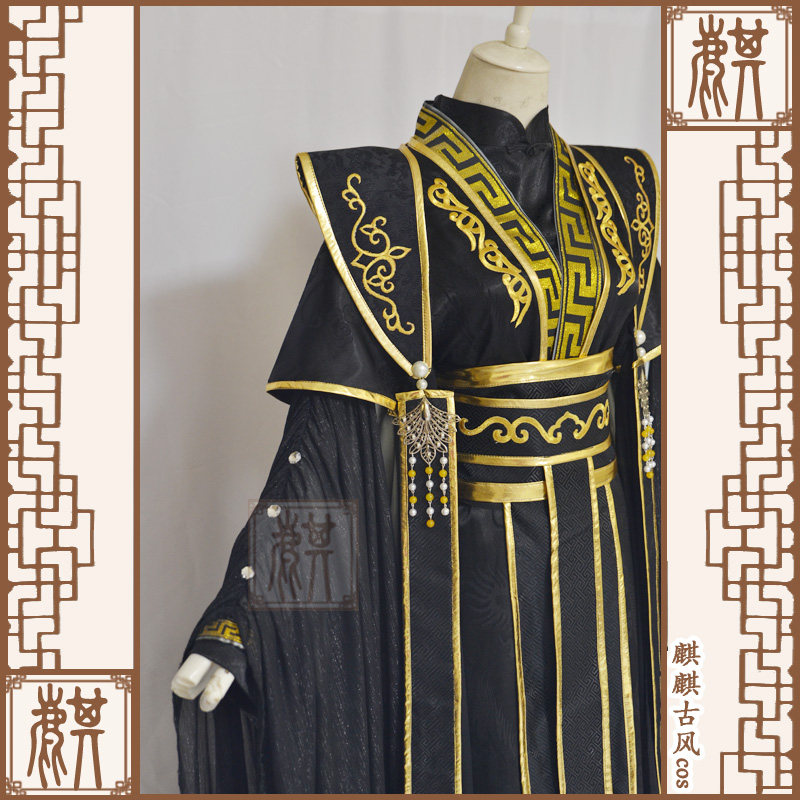 华丽古风cos男0.5墨燃踏仙君黑金色空华夜华帝君墨渊华丽黑色古装