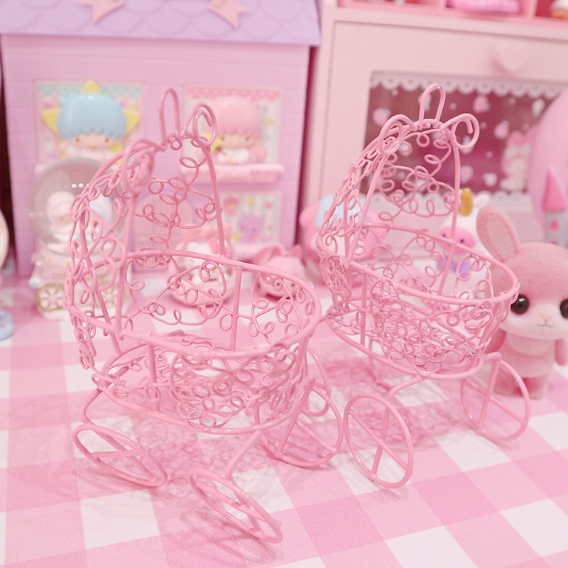 ins少女心小物件粉色可爱铁艺迷婴儿车推车 桌面摆件送女生礼物