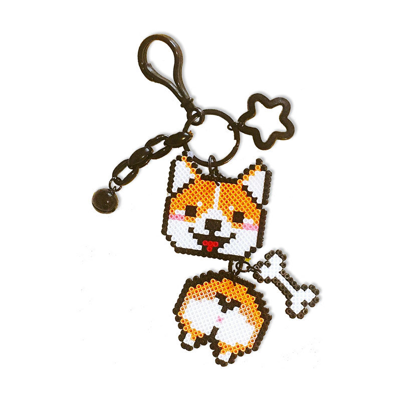 手工柯基uyy铺子diy定制拼豆成品钥匙圈屁股钥匙扣