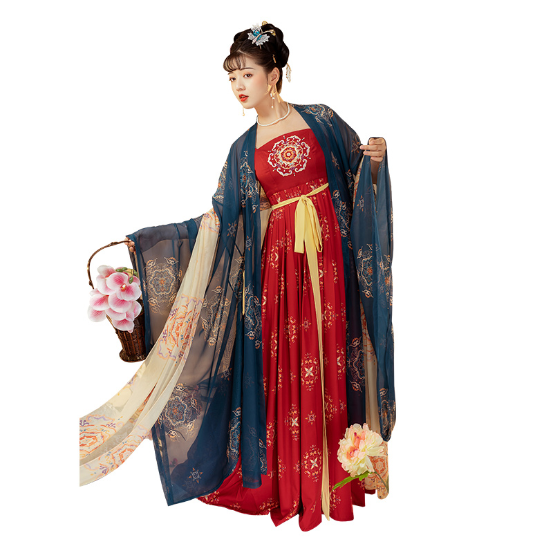 青曼夏季热卖原创汉服唐梦唐制唐风绣花一片式诃子裙大袖衫套装