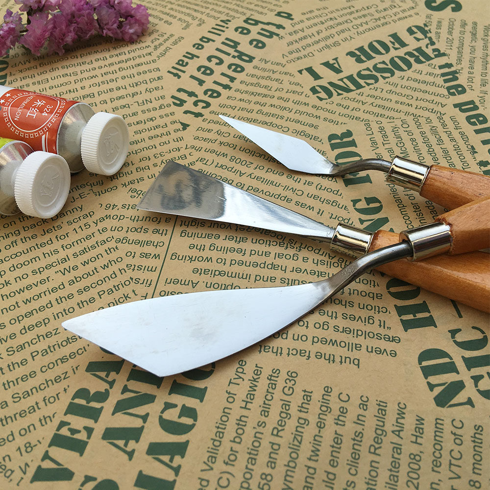 包邮专业不锈钢油画刮刀 3件套装油画刀 美术用品颜料调色刀工具