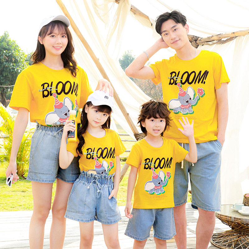 亲子装春夏休闲牛仔母女母子新款2021一家家装亲子装