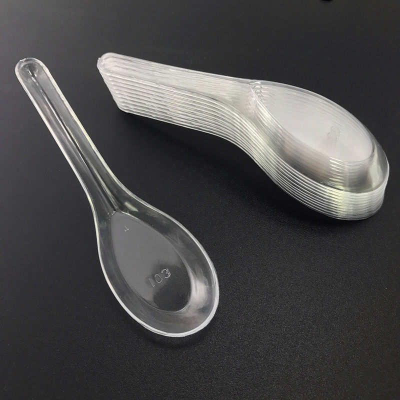 一次性勺子塑料水晶透明汤勺调羹饭勺餐饮外卖叉