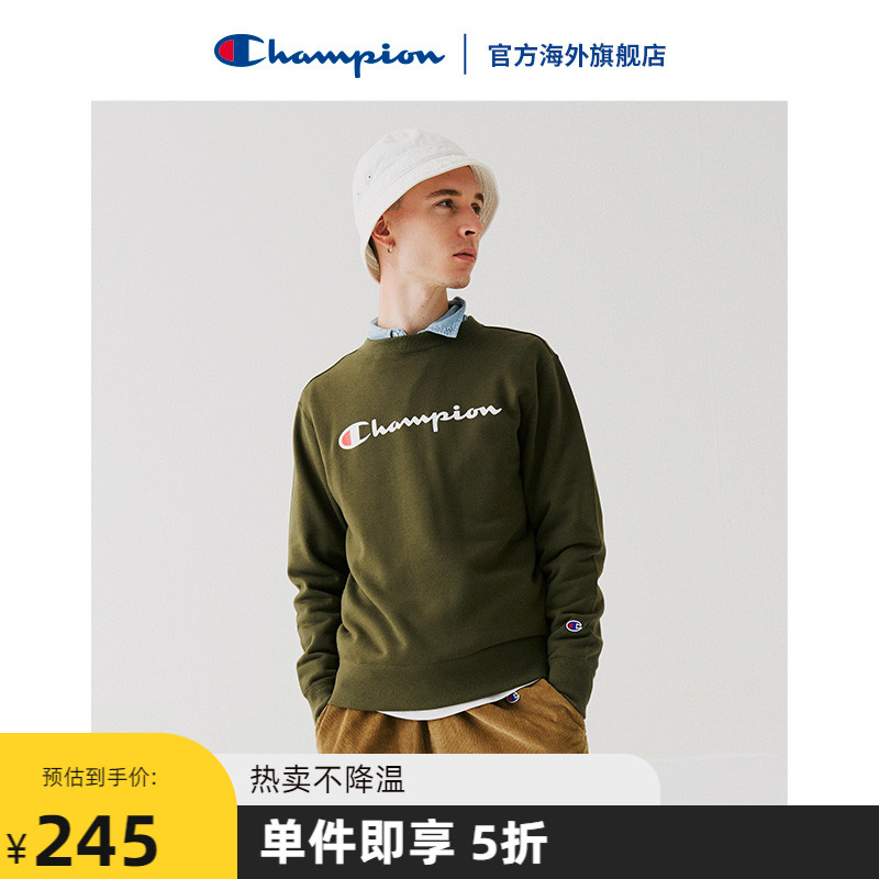 Champion冠军潮牌休闲男女同款时尚印花情侣圆领秋冬套头卫衣男