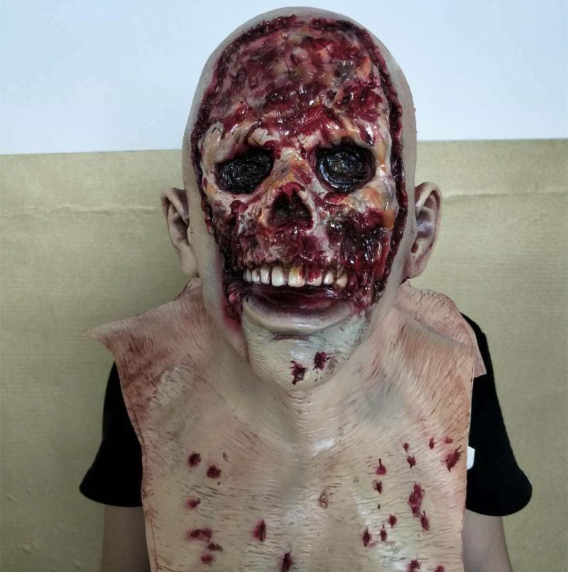 万圣节成人乳胶面具男恐怖影视cos丧尸头套整蛊吓人 鬼屋恐怖道具