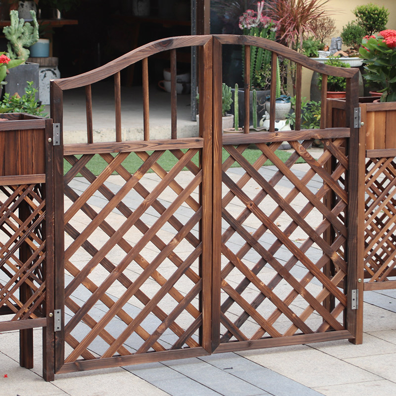 花园栅栏门庭院花园门围栏篱笆门室外防腐木门户外家用实木双开门