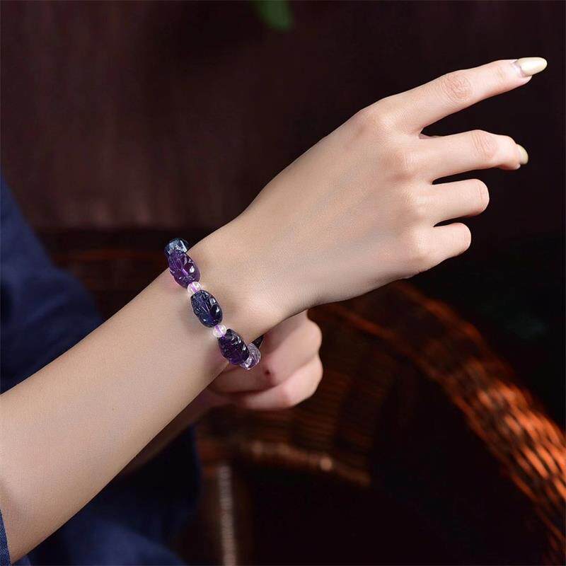 天然石招财时尚转运招财暖宫萤石手串荧石单圈彩手链