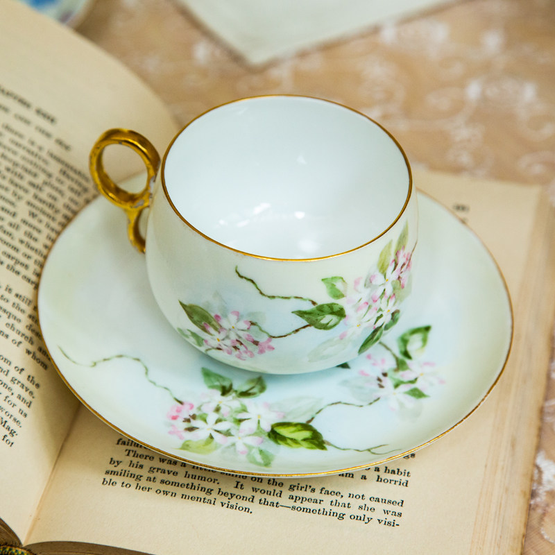咖啡杯ins田园法国手绘陶瓷欧式奢华英式下午咖啡杯