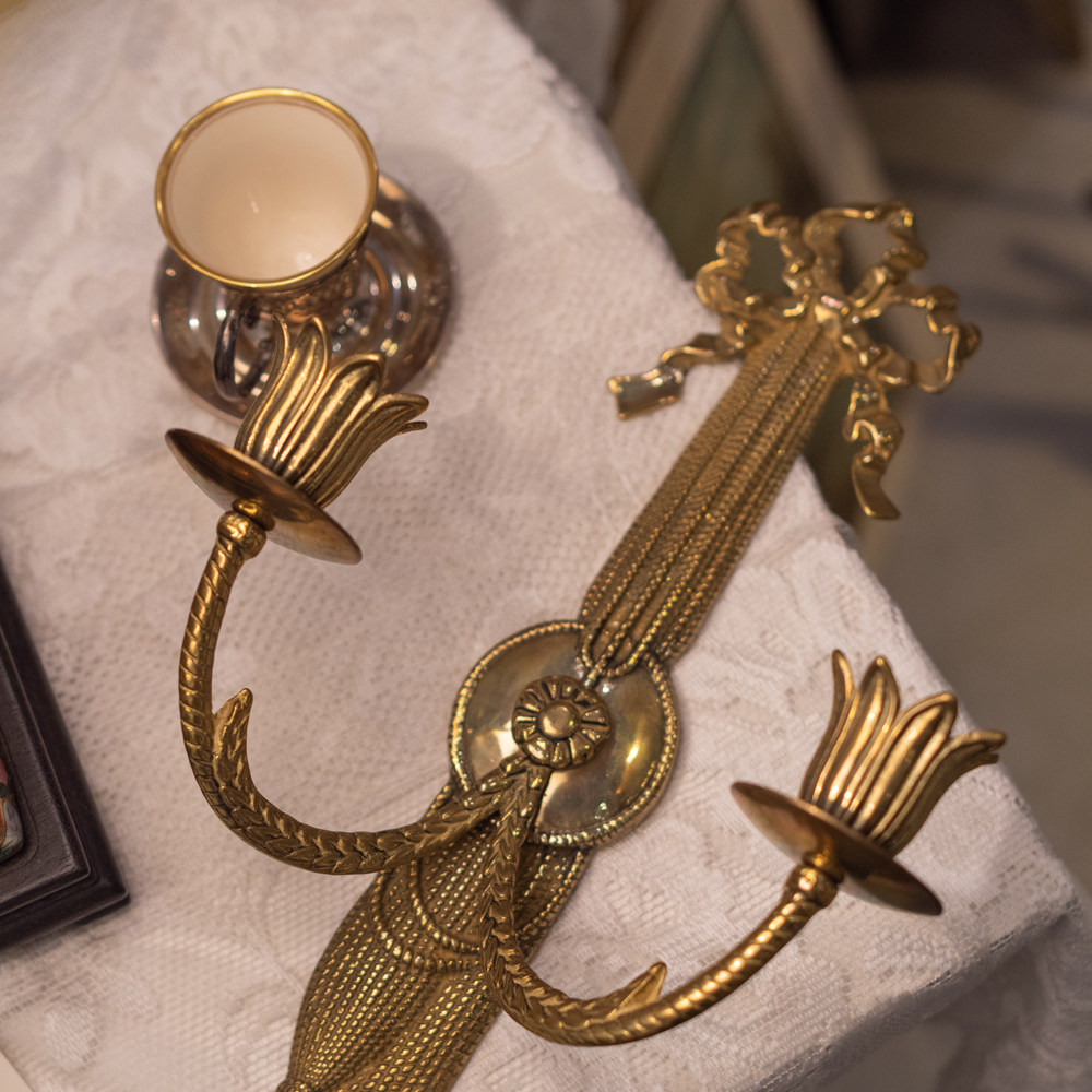 烛台手工铜器2头墙挂别墅装饰欧式奢华客厅烛台