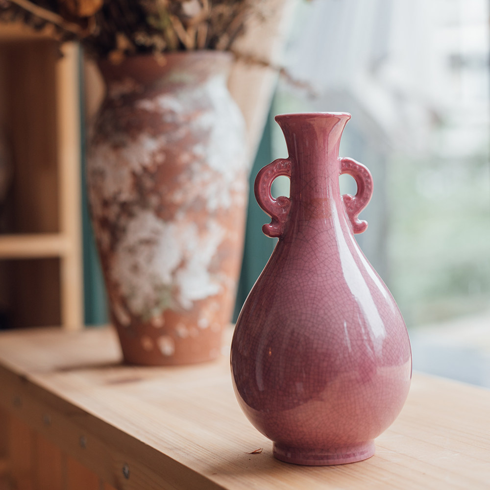 花瓶插花陶瓷花器欧式家居客厅简约小清新胭脂花瓶