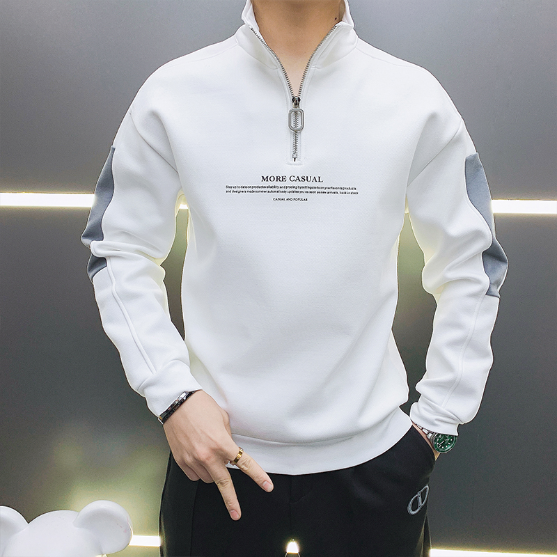 半拉链卫衣男士潮牌套头立领2022春秋季新款休闲加绒高领时尚上衣