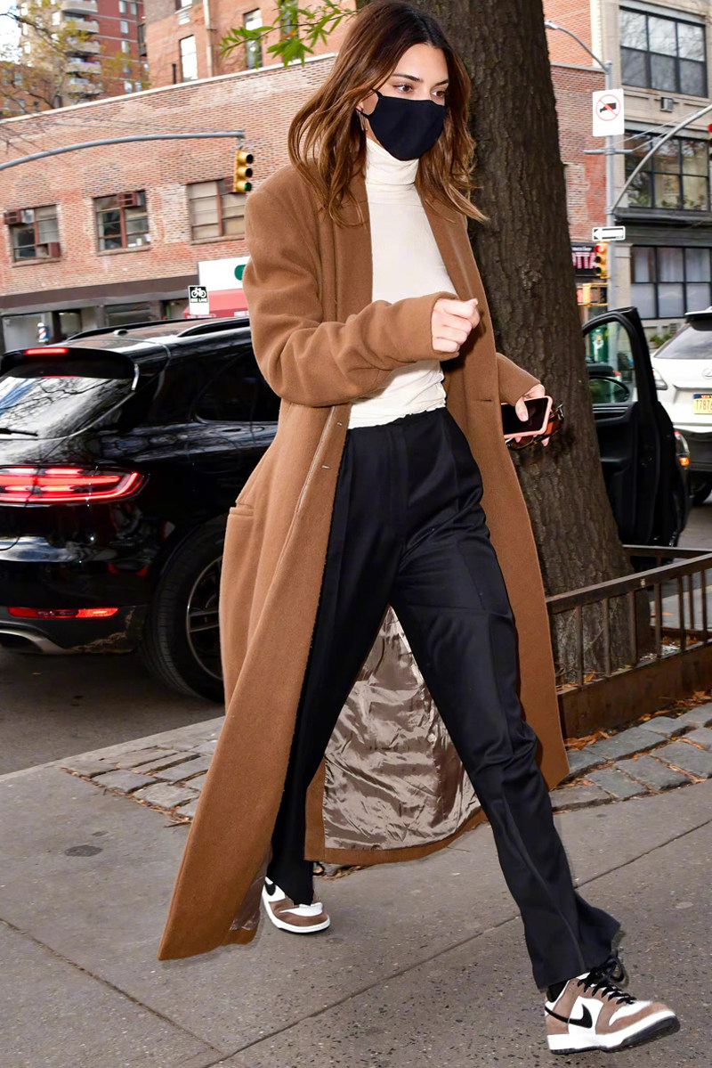 欧美欧美时时尚潮肯kendall超模同款出私服驼色大衣西装