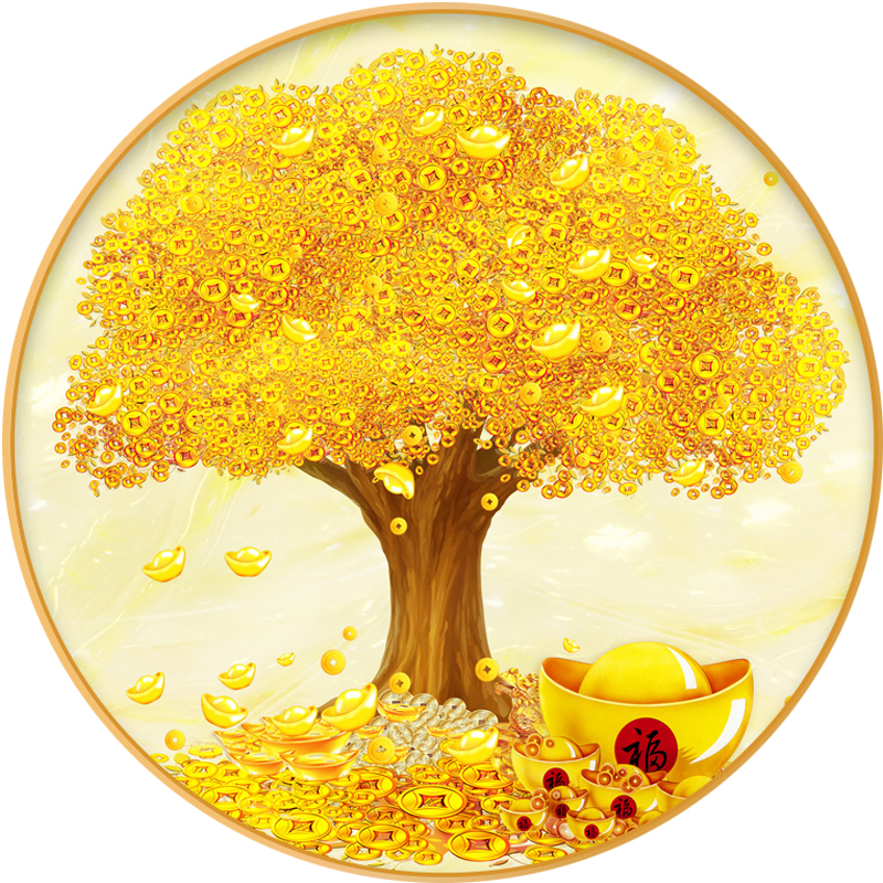 钻石5d画满客厅简约现代招财进宝发财树十字绣2021十字绣套件