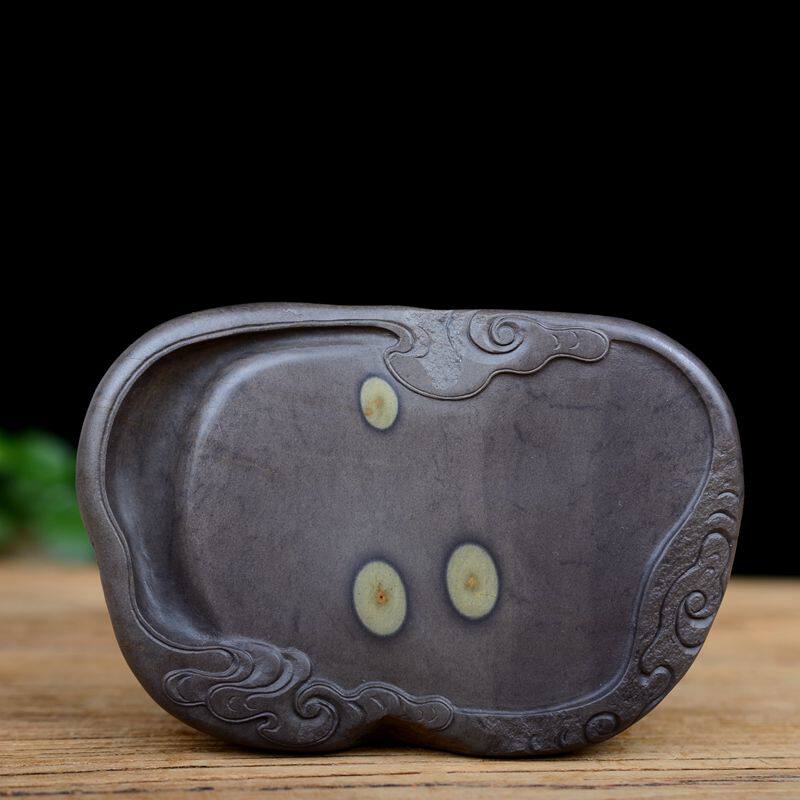 砚台端砚梅花手工简雕天然石眼初学者墨砚墨海文房四宝