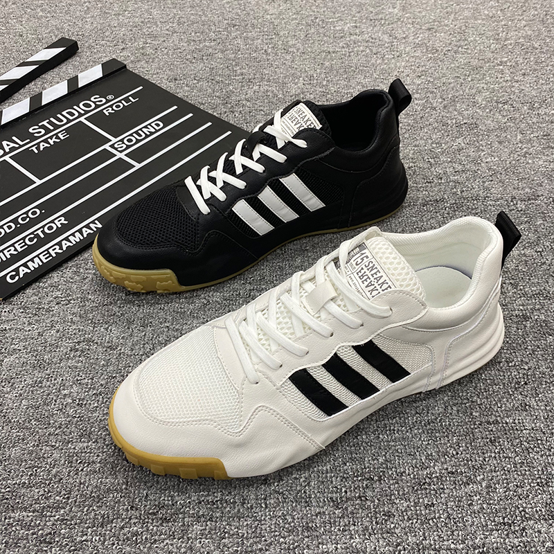 欧洲站运动休闲鞋2022春秋季男鞋低帮透气三道杠软底百搭青年潮鞋