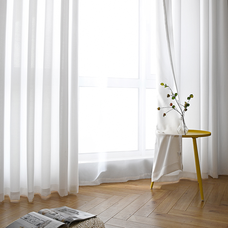 透光不透人窗帘白纱加厚成品简约现代客厅纱遮光拍照沙布白色纱帘