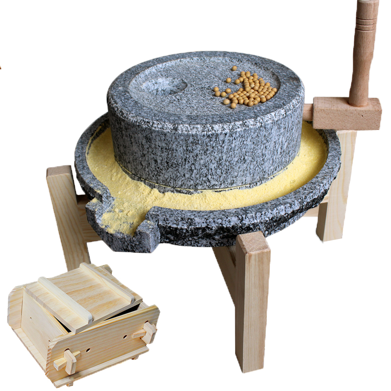 石磨盘小石磨家用青石迷你纯手工手摇手推石墨盘磨豆浆磨粉机磨子