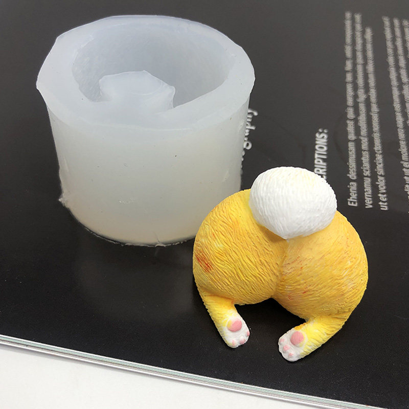 柴犬狗狗屁股巧克力翻糖硅胶模具动物滴胶车载烘焙模具