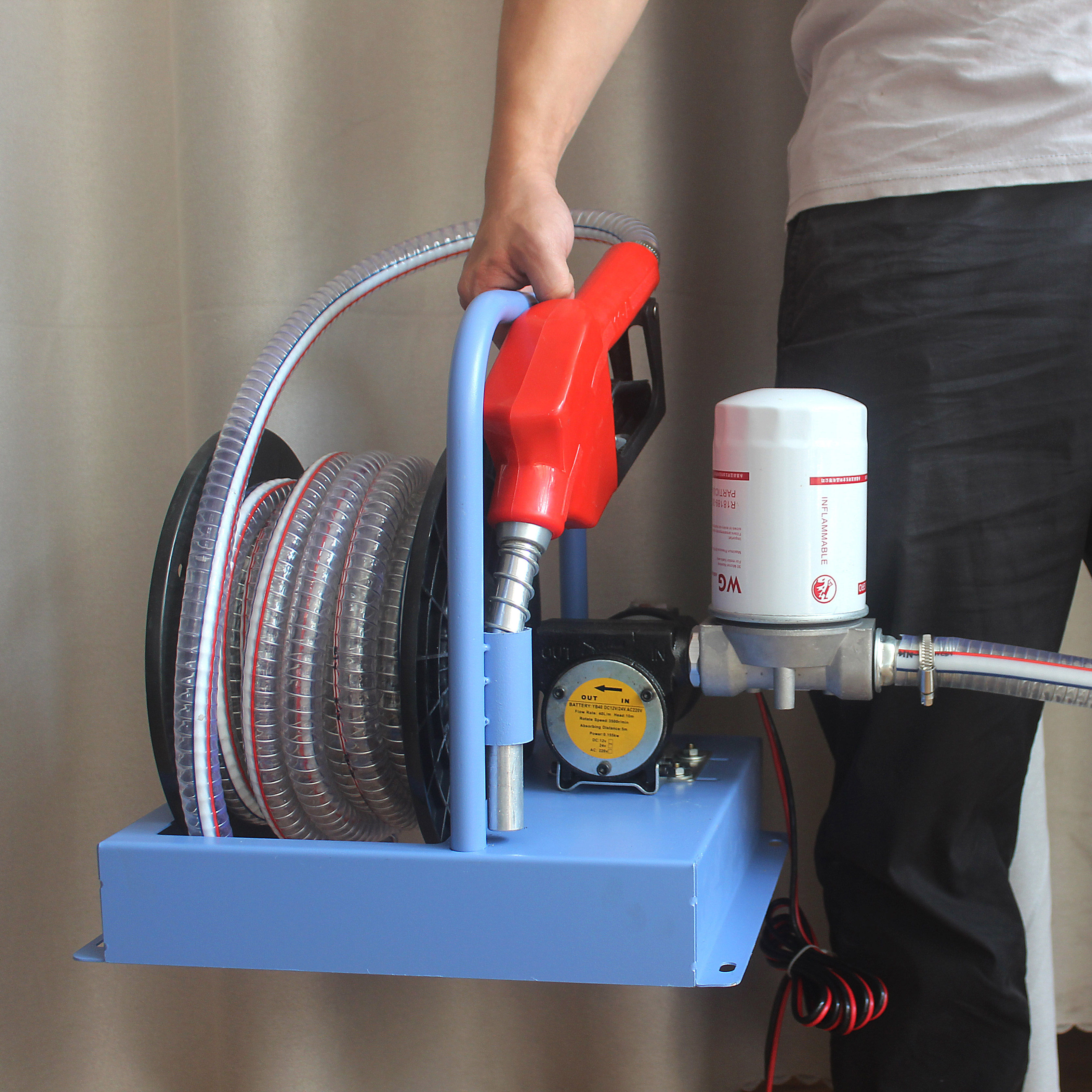 加油油泵12v24v220柴油汽油电动抽油自吸计量油枪电泵