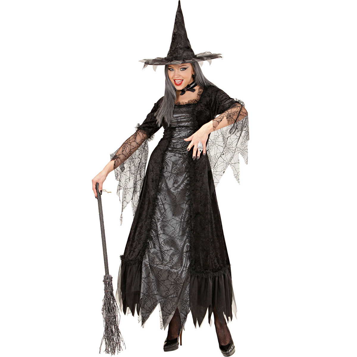 成人女士万圣节神秘邪恶女巫巫婆角色扮演服装长裙服饰